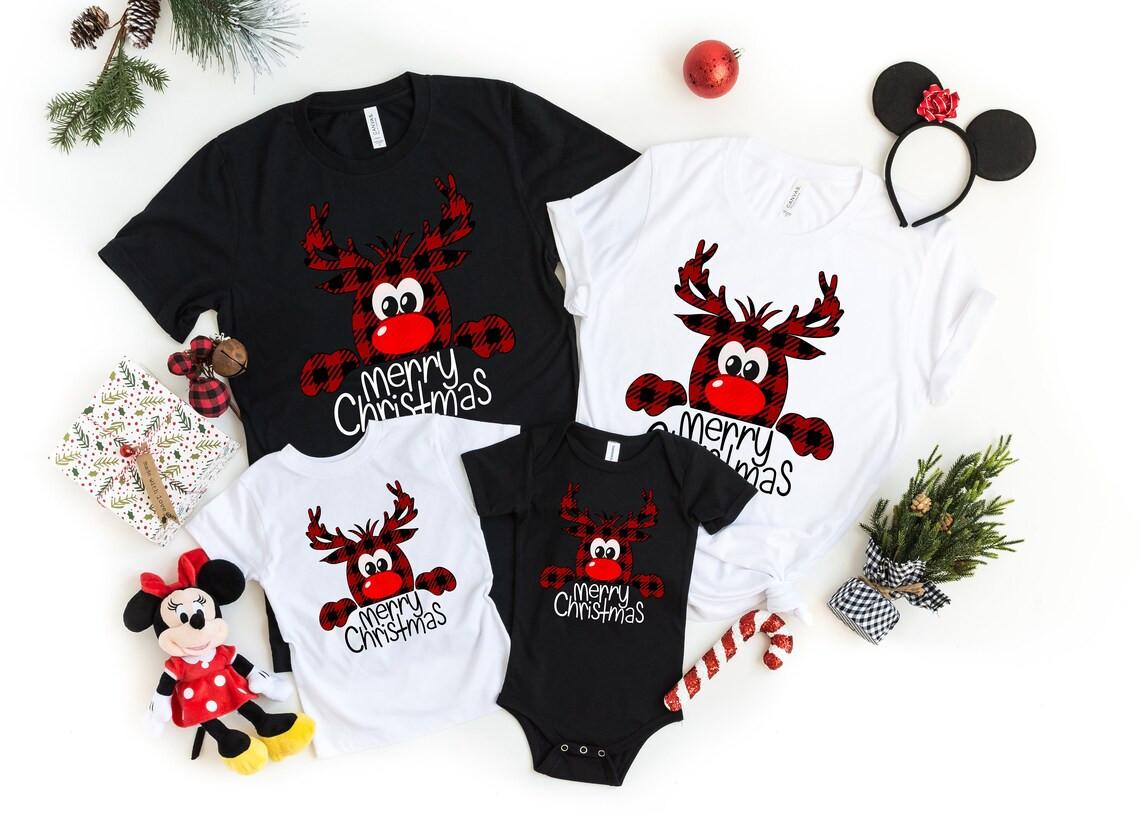Buffalo Plaid Reindeer Christmas Shirt Reindeer Shirt Peeping Reindeer Shirt S