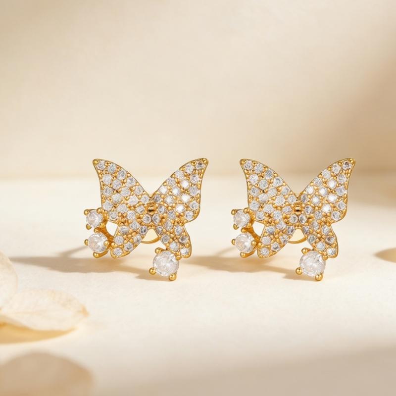 Elegant Butterfly Zircon Studded Ear Clip For Freeclip 1/2 Headphones Clip on Charm Earphone Jewelry Gold /Silver