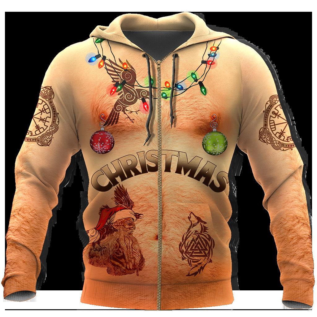 New Tattoo Printed Sweatshirt 3d Zipper Hooded Sweatshirt Men
