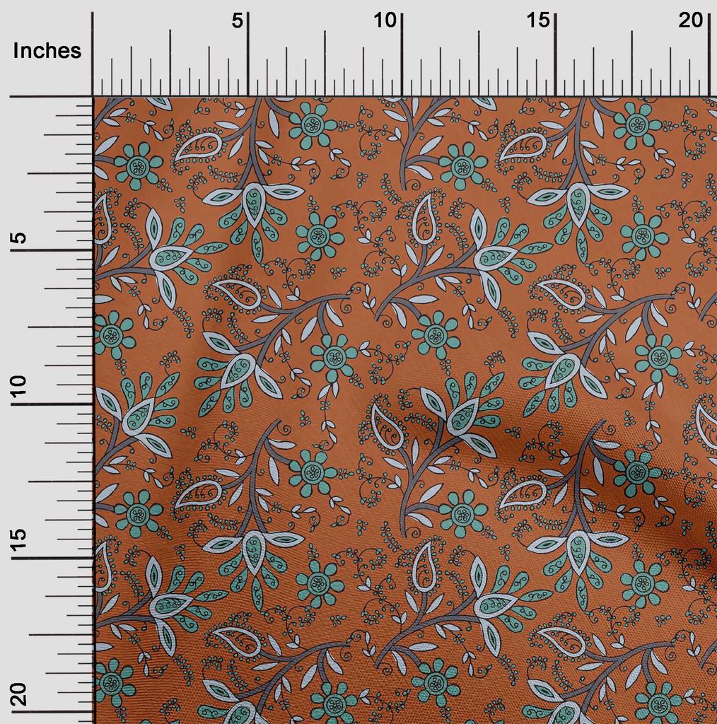 oneOone Bavlna Flex Fabric Listy & Floral Block Print Fabric By Yard 40 Inch