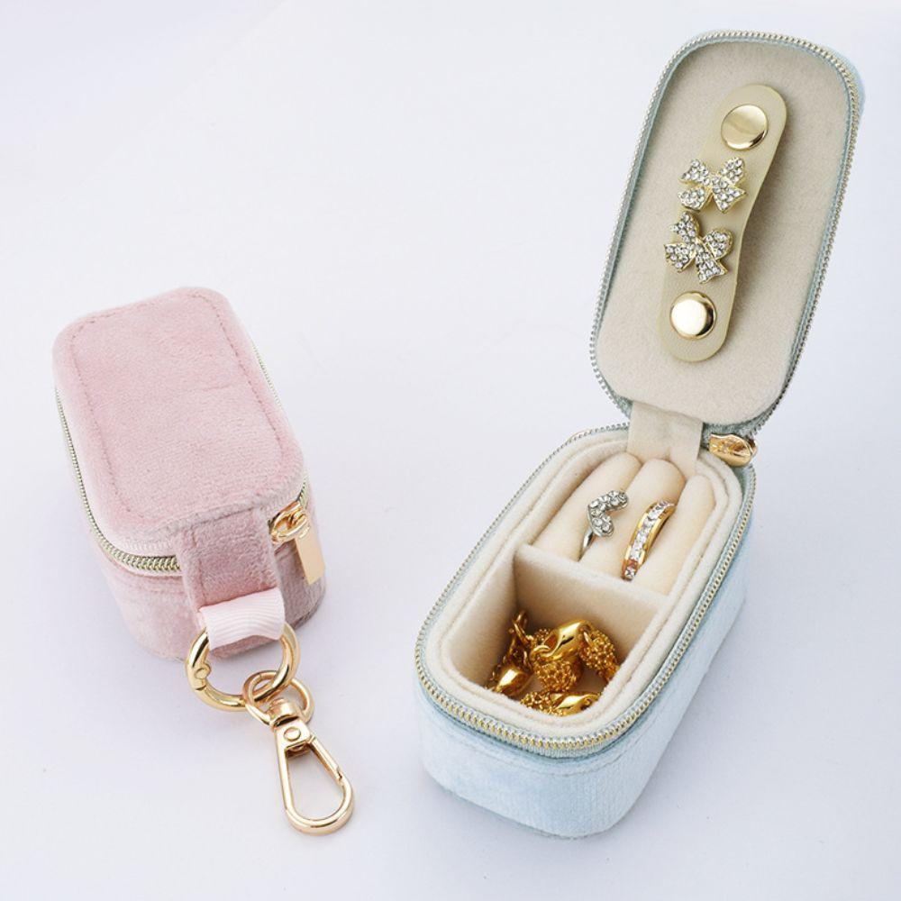 Zipper Closure Jewelry Organizer Velvet Material Jewelry Case Jewelry Storage Box  Travel Use