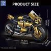 TOYLINX 1:10 Scale Technic Motorcycle Building Blocks 703pcs Black Gold Mechanical Racing Bike Model Kit Movable Parts STEM Toys