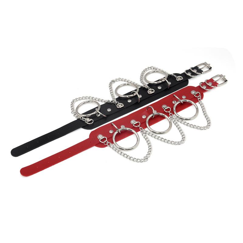 VaHppy Seks zabawka Do Slave Collar Neck stal nierdzewna + skóra 43*5CM 140g 4kolory Punk Moda Cosplay SM BDSM Seks gry bondage