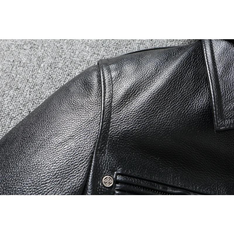 Chinese Size Removable Hooded Leather Jacket Men Genuine Cowhide Leather Coat Slim Biker Clothing Mens Coat Winter Veste Cuire Homme