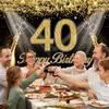 Happy 30th 40th 50th Birthday Backdrop Black Gold Birthday Party Decorations Adults 30 40 50 Years Old Birthday Party Supplies