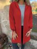 Europe, America, autumn and winter new solid-color hooded cardigan jacket women's long-sleeved loose casual versatile knitted jacket