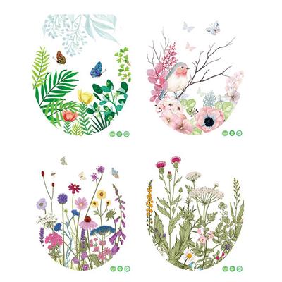 Flower Grass Bird Toilet Sticker Self Adhesive Paintings Removable Bathroom Decal Decorative Room Decor Windows Stickers