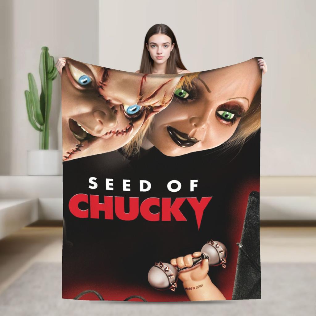 Halloween Movie Horror Chuckys Blankets Coral Fleece Plush Breathable Soft Throw Blankets for Home Office Bedspreads