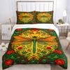 3PCs Dragonfly, Floral Pattern Design Cover Set, Breathable Fabric, Machine Washable (1 Duvet Cover + 2 Pillowcases) (Without Quilt) yy250911177