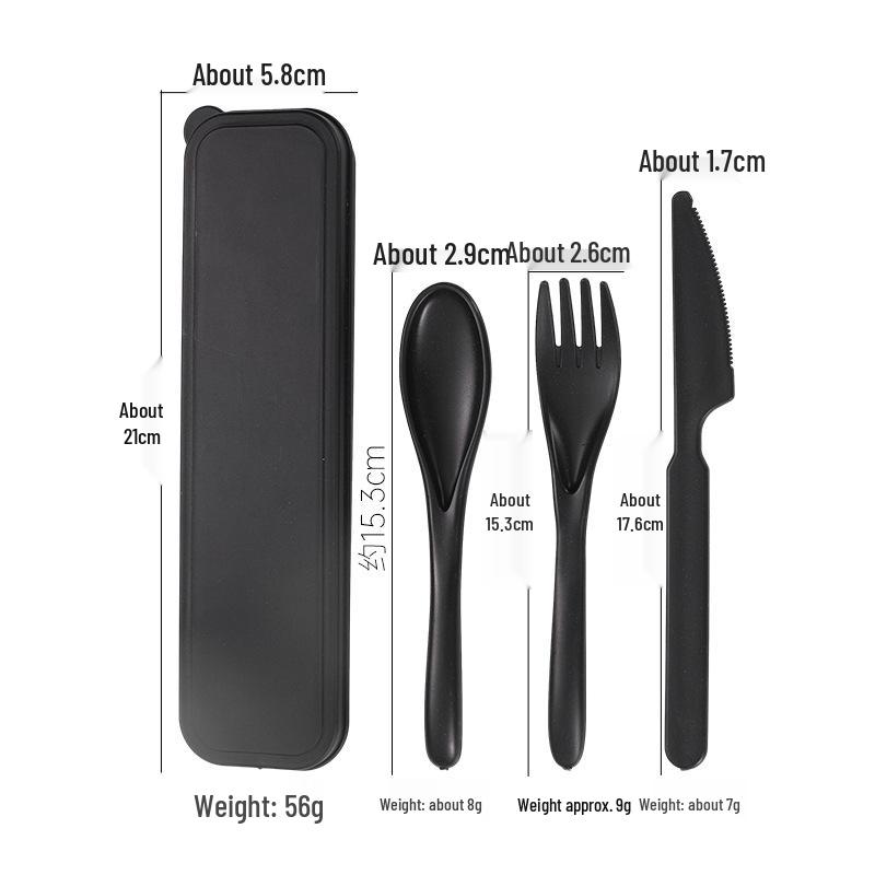 Portable Wheat Straw Cutlery Set: Reusable Fork, Knife, and Spoon for Students and Travel