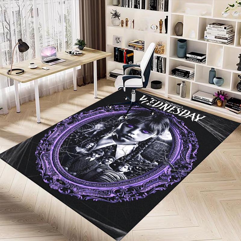 1pc Wednesday Addams Family Carpet for Playroom Bedroom Living Room Sofa Home Decor,kids Game Area Rug Non-slip Floor Mat Y82671