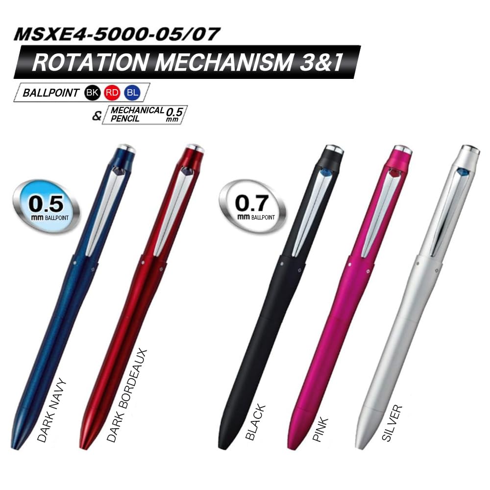 Mitsubishi Pencil Pen Jet Stream Prime Dark Bordeaux Easy To Write MSXE4500005D65 Multi-Function 3&1 0.5