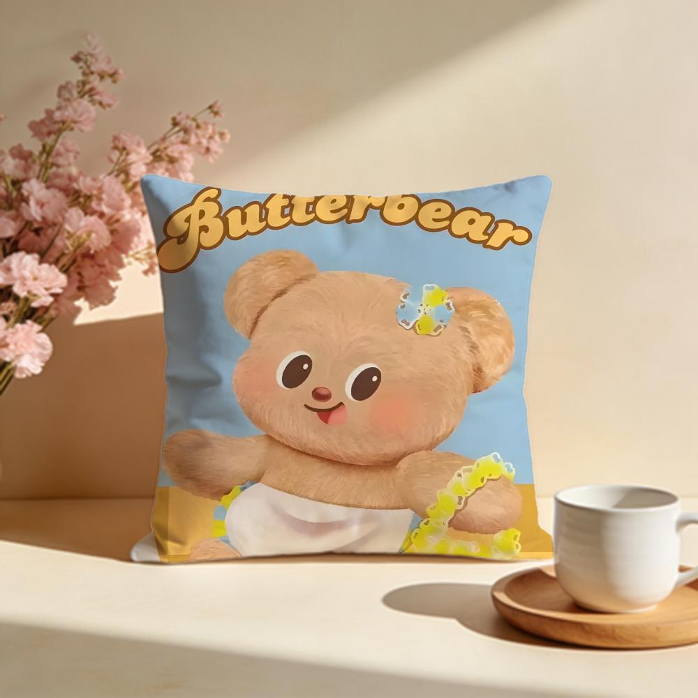 Trendy BButter Beariou Cushion Cover Stylish Washable Pillow Cover Ideal for Couch Bedroom Car Decoration