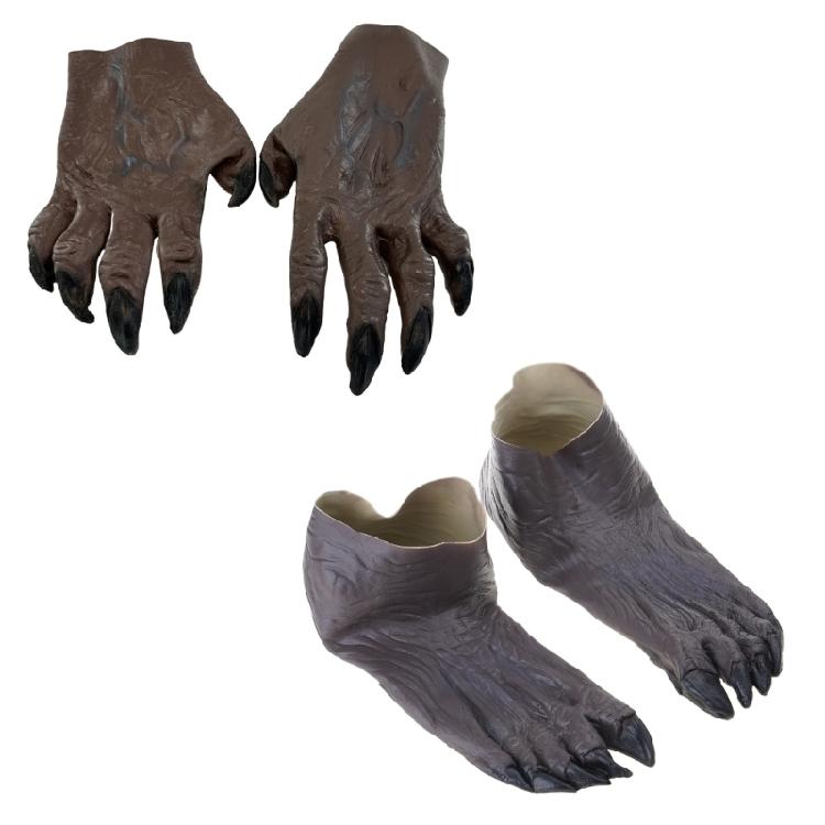 Werewolf Shoe Covers Latex Werewolf Hand/Foot Costume Halloween Werewolf Gloves