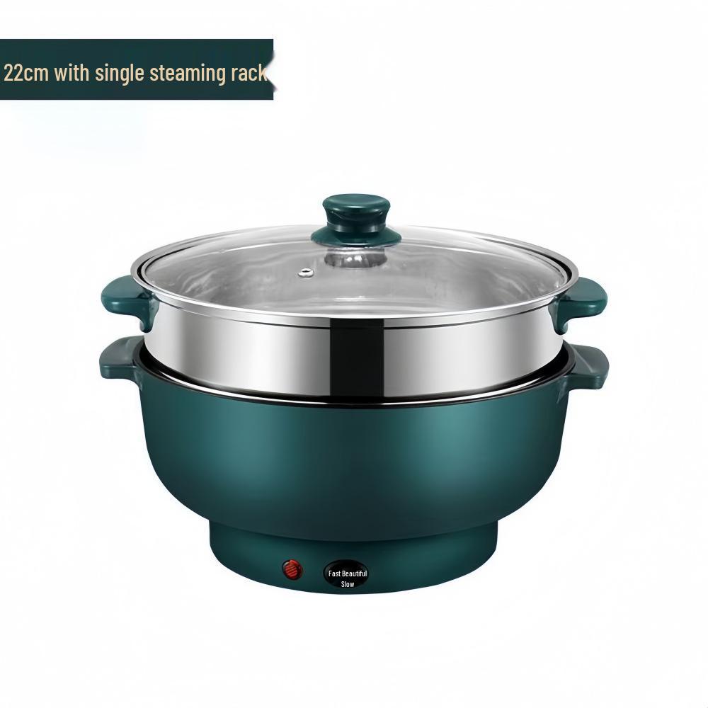 Double-Layer Electric Cooking Pot, Large Capacity, Multifunctional for Steaming, Boiling, Frying, Non-Stick, Ideal for Dorm Use