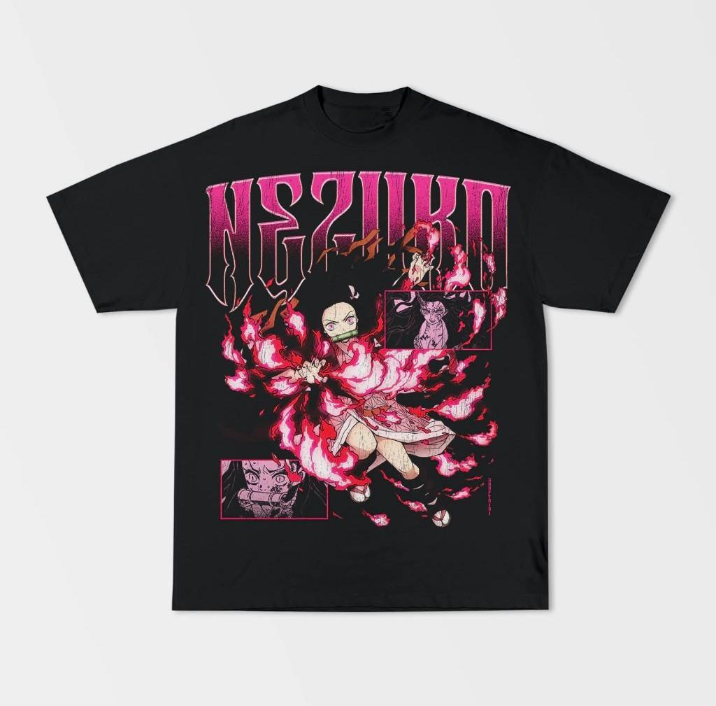 Japanisches Anime-Printmuster T-Shirt Lässig Locker Streetwear Sport Baumwoll-Top Rundhals Unisex Bequemes Oberteil