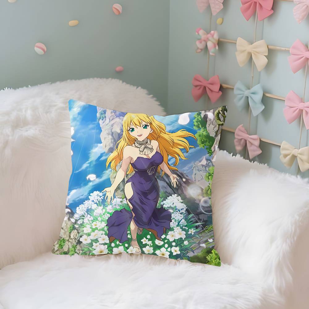 Anime D-Dr. Stone Pillow Case Cushion Cover Soft Cute Throw Pillow Case For Car Sofa Pillowcase Polyester With Zipper