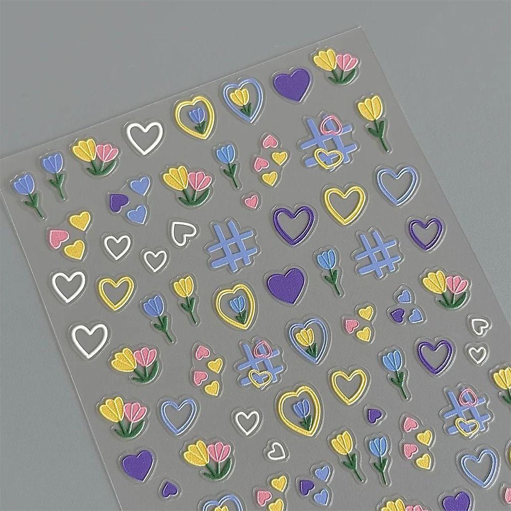 Self Adhesive Nail Sticker Tulip Decal Nail Art Sticker Cartoon Stickers  for Nail Art Decoration