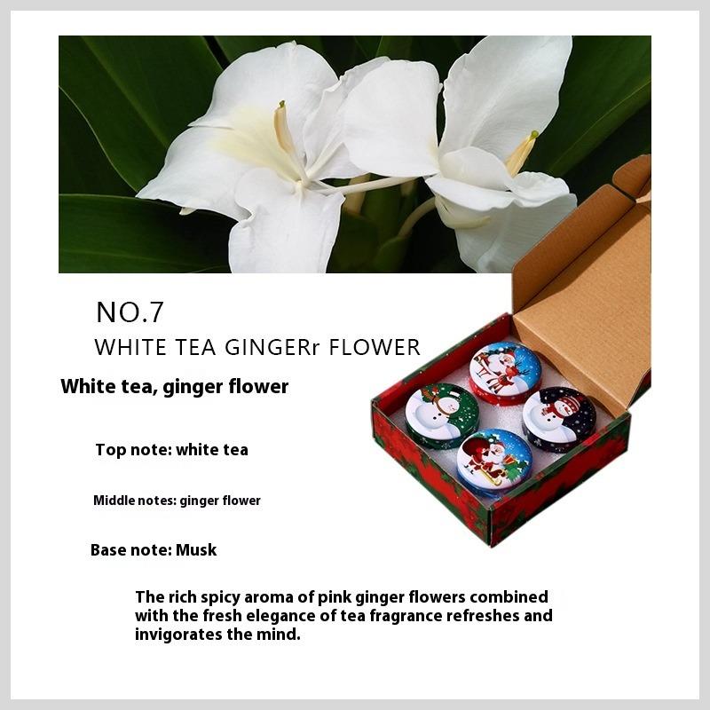 

Рождественский подарочный набор из 4 жестяных свечей - Ароматические свечи в праздничных металлических коробках для подарков на Сочельник, украшения для вечеринки white tea ginger flower