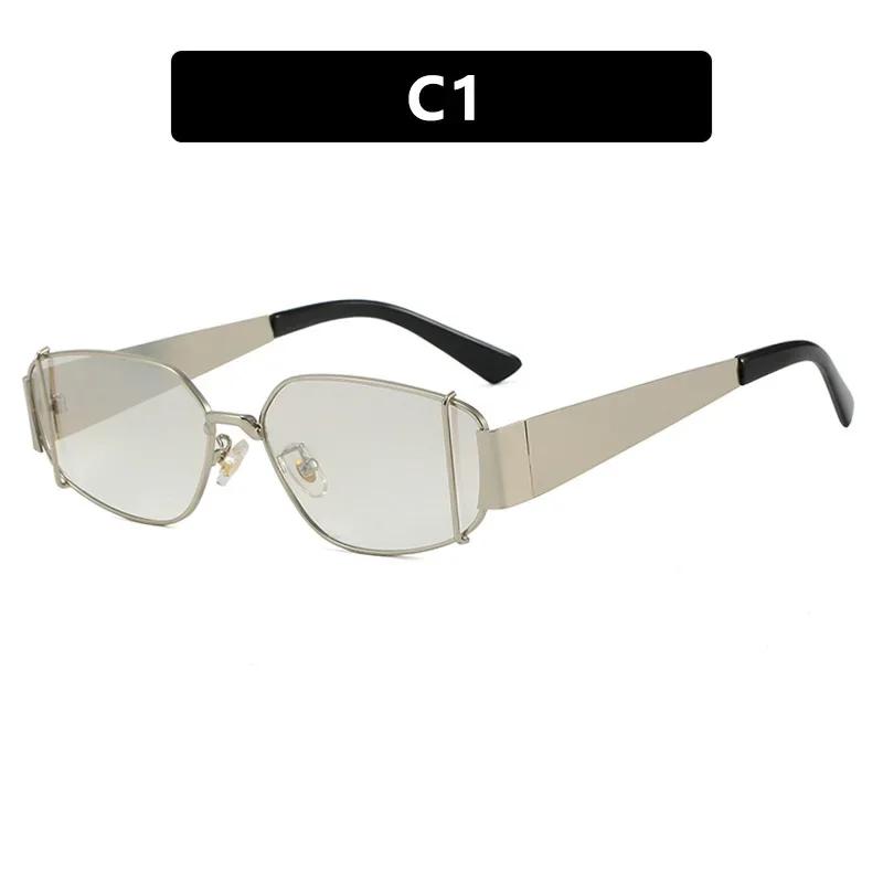 Women'S Retro Square Metal Frame Sunglasses Neutral New Fashion Casual Eyewear Outdoor Uv400 Sunscreen Beach Travel Sunglasses