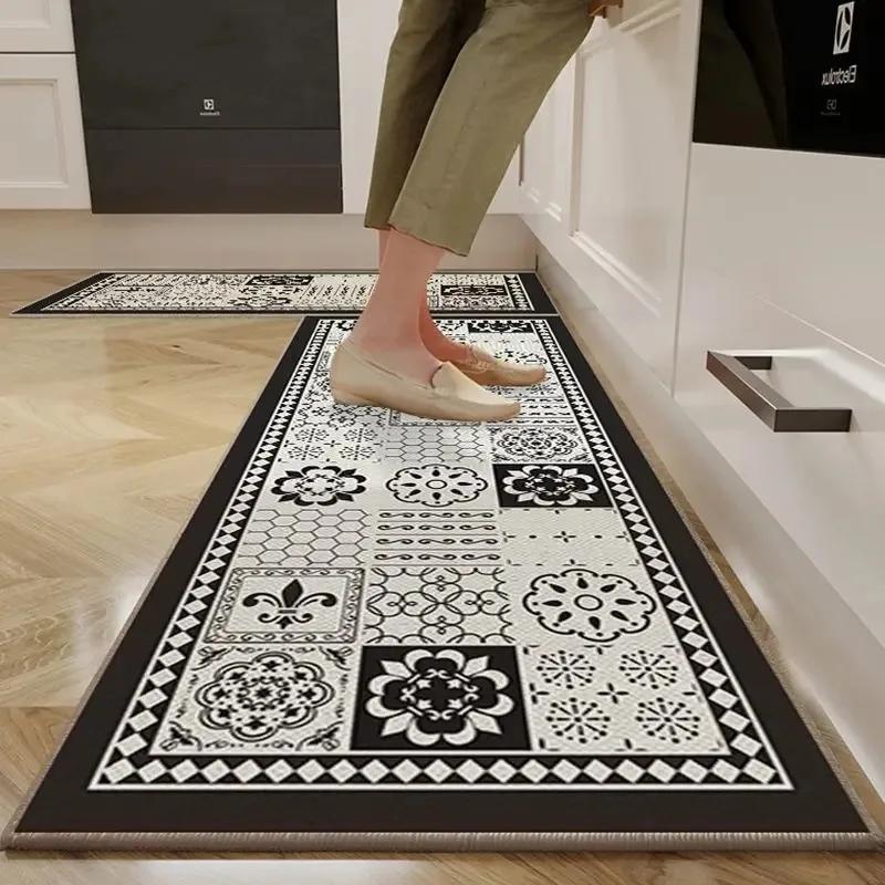 Pvc Kitchen Carpet Non-slip Oil-proof Rug Waterproof Leather Floor Mat Modern Long Strip Carpets Alfombra De Cocina