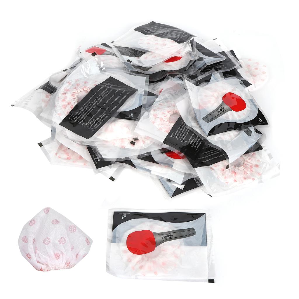 100Pcs Non Woven Disposable Microphone Cover Accessory for KTV Interview Stage Performance(White with Red Dot )