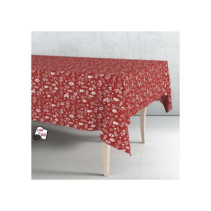 Nappe de Noël nordique rouge en caoutchouc rouleau 140cm x 25m - GENERIQUE - Exma - Synthétique - Autres motifs