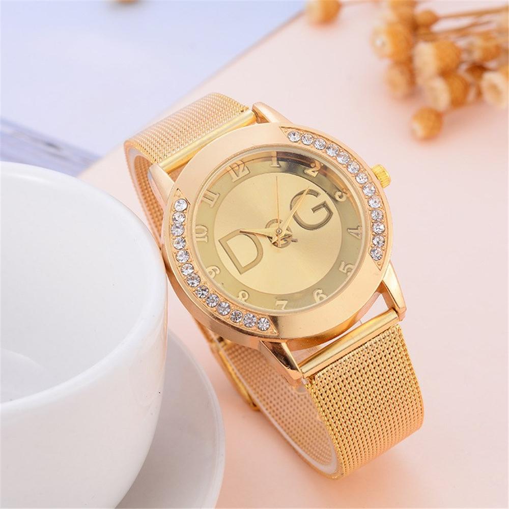 Luxury  Women's Watches With Diamonds Simple Digital Design Ladies' Quartz Watch Casual Gold Mesh Belt Women Clock Strap
