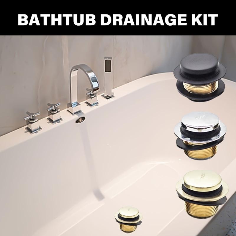 Bathroom Bathtub Drain Conversion Kits Tub Drain Plug Trim Set with Two-Hole Overflows Faceplates Bathtub Stoppers