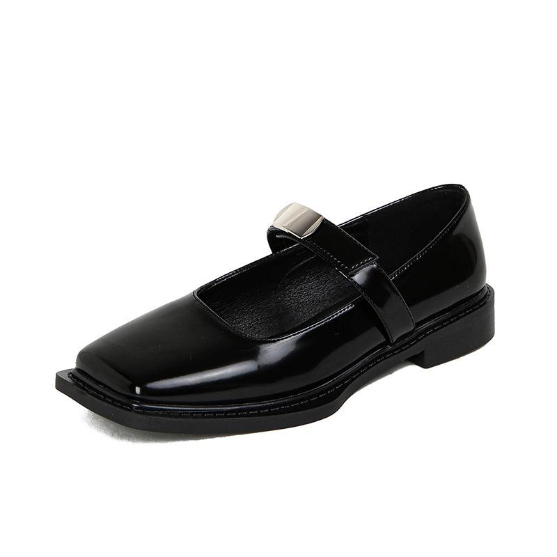 

2025 ретро маленькие кожаные туфли Мэри Джейн одинарные туфли женские весна и осень новые черные темперамент мягкая подошва большой размер женские туфли 41-43 33 чёрный
