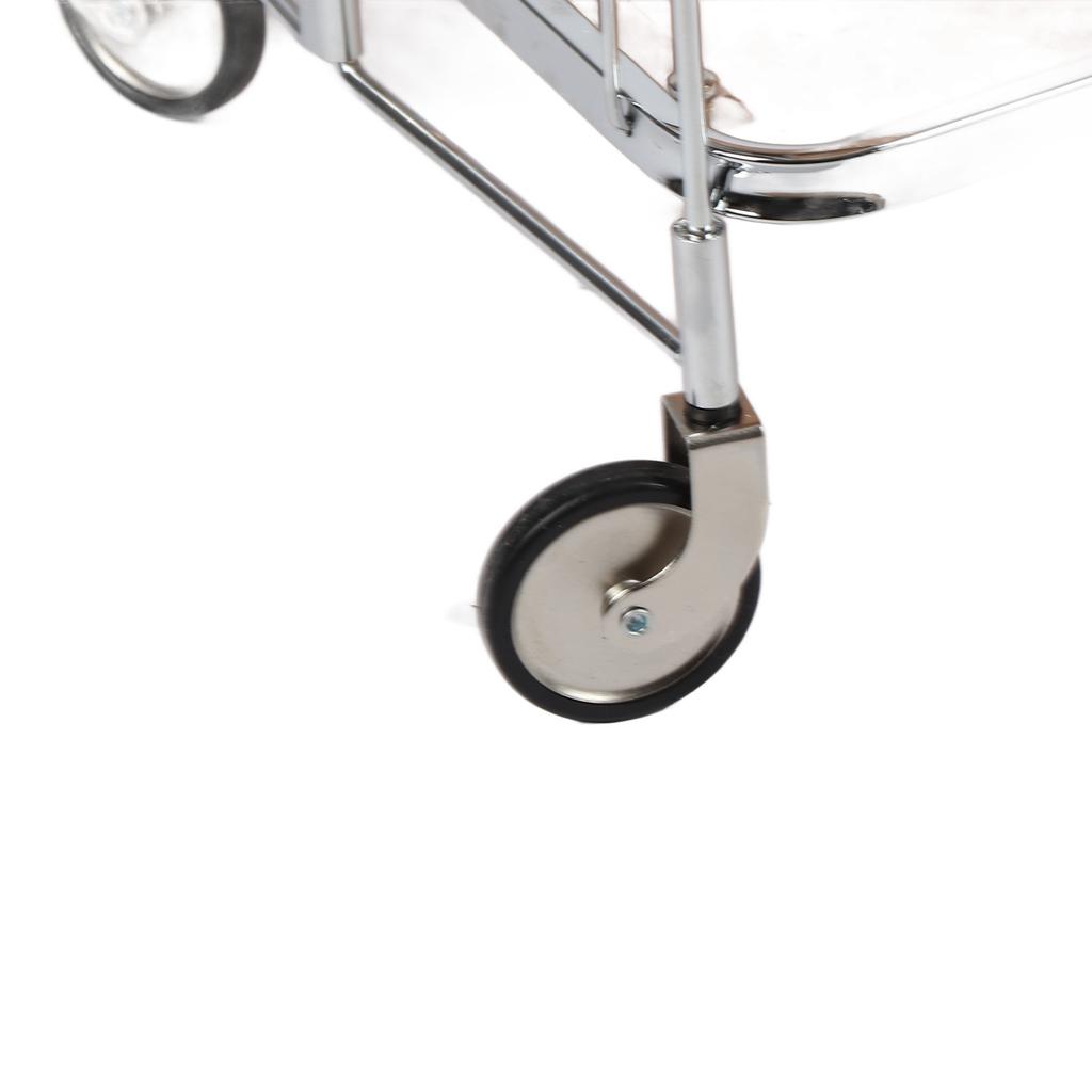 Rolling Storage Cart 2 Tier Tempered Glass Stainless Steel Mobile Utility Organization Rack for