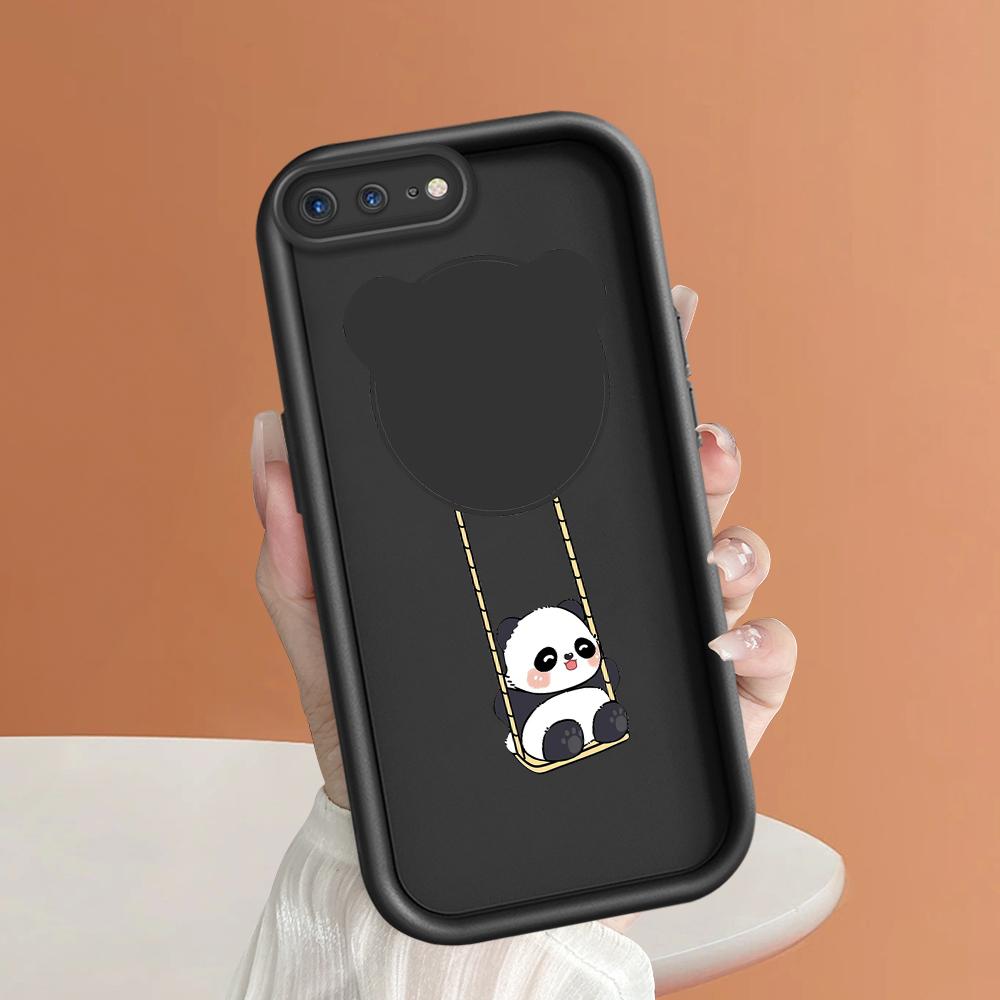 Niedliche Panda Swing Handyhülle für iPhone Samsung Galaxy Xiaomi Redmi POCO HUAWEI Honor Stoßfestes, weiches, flexibles Gummi-Cover