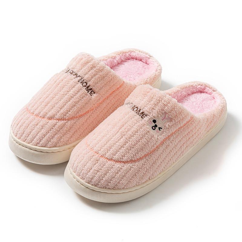 Cotton slippers women's autumn and winter couple home slippers indoor confinement shoes warm cotton shoes non-slip plush cotton drag men's winter