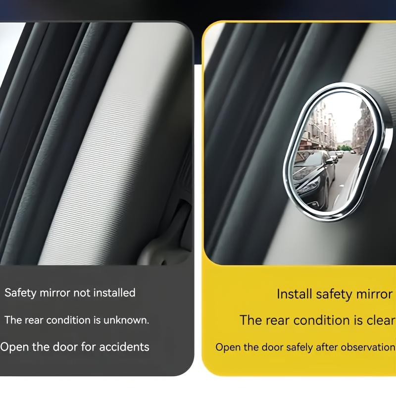 Wide-Angle Rearview Mirror Oval Car Blind Spot Mirror for Taxi Drivers Passengers Safety Door Opening Aid with Wide-Angle View