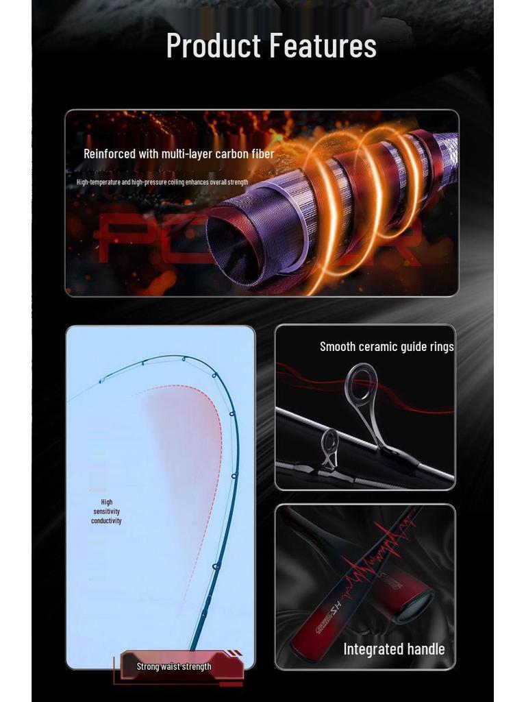 Guangwei GW Second Gen Versatile Carbon Lure Rod, ML Action, All Water Areas, Straight Handle, Genuine Product