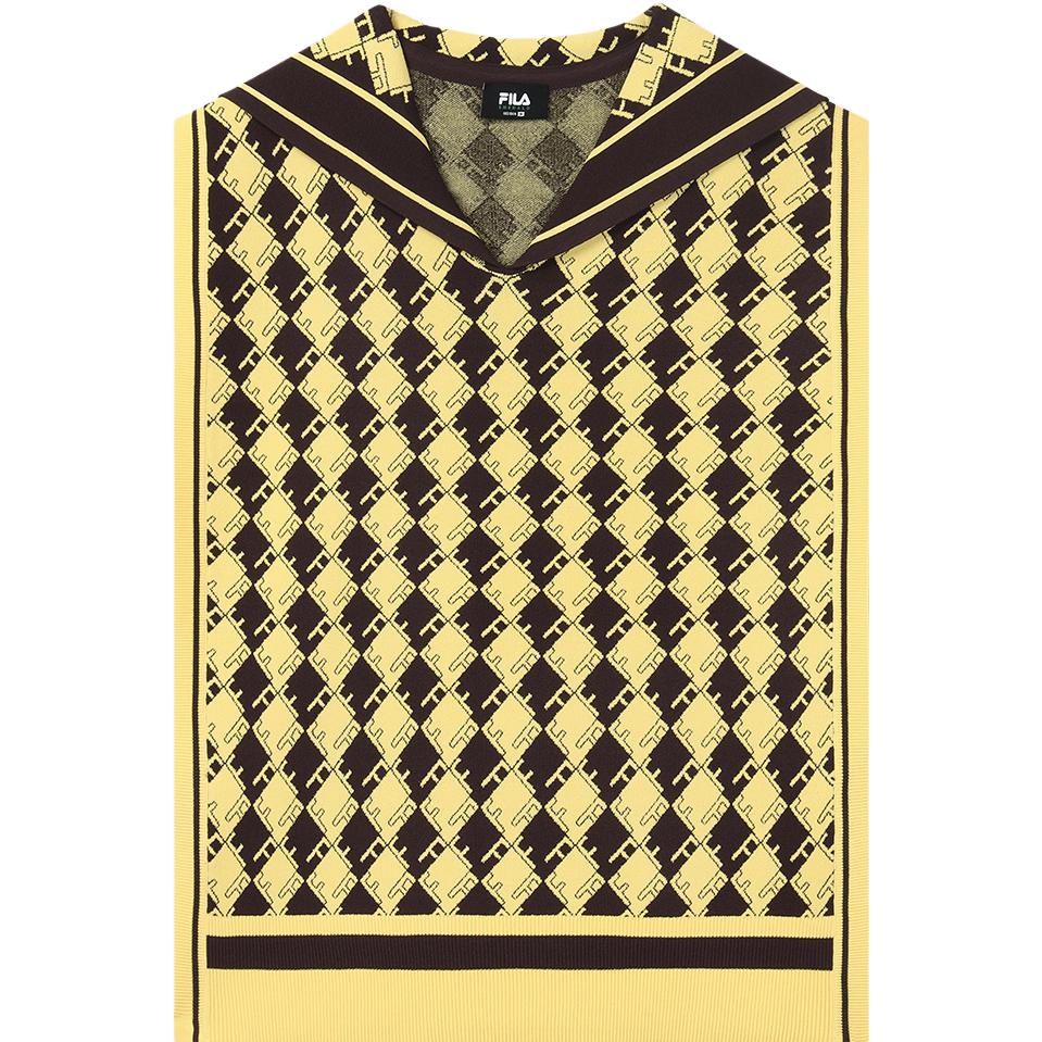 

FILA 2023 Autumn New French Fashion Casual Fitted Sleeveless Knit Jacket Women jackets Brown Yellow F11W334405F-ZB L