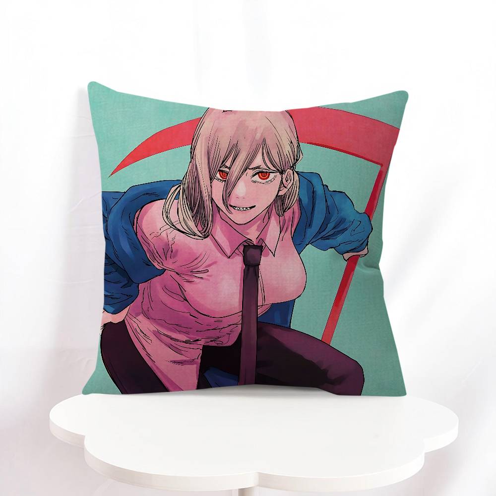 Power C-Chainsaw Man Pillow Gifts Home Office Furnishings Bedroom Sofa Car Cushion Cover Case 45x45cm