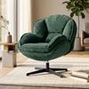 Modern Wingback Accent Chair, Velvet Armchair with Four-Star Base, S-Springs, Swivel, Dark Green