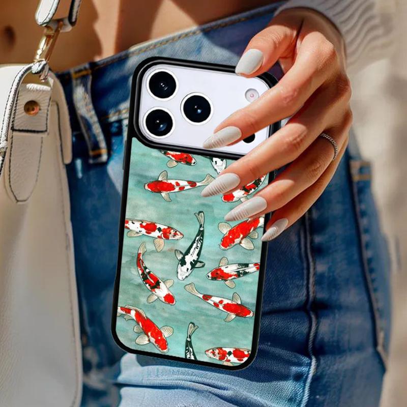 Koi Carp Fish Phone Case For iPhone 17 Air 14 15 13 12 Max Cover For Apple 14 15 16 16e 11 Pro Max Plus