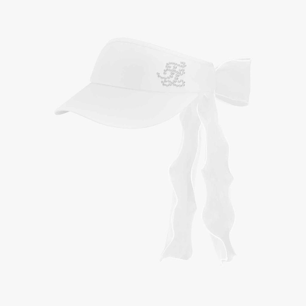 FAIRLIAR GOLF Organza Ribbon Pearl Visor (White)