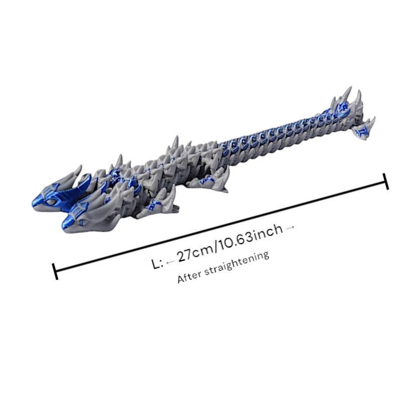 27cm 3D-Druck Doppelkopf Meeresdrache Gelenke Bewegliches Modell Simulation Chinesischer Göttlicher Drache Spielzeug Heimdekoration Kindergeschenk