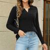 Women's Lapel Casual Soft Sweater Cable Knit Pullover