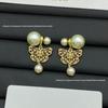 25 New D-House Bow Cutout Pearl Stud Earrings: Vintage Style, Elegant Silver Needle for Women