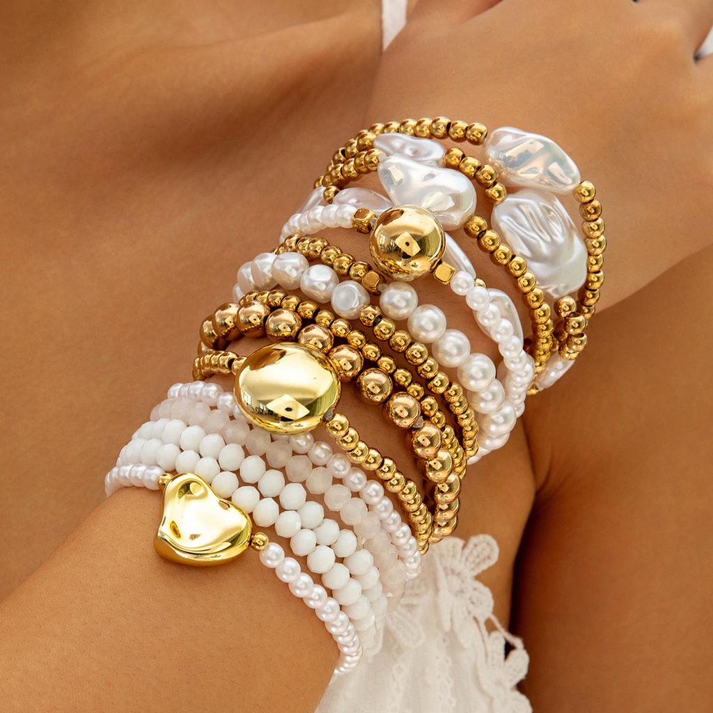 Love Imitation Multi-layer Pearl Bracelet Set Temperament High-end Beaded Bracelet Jewelry Set