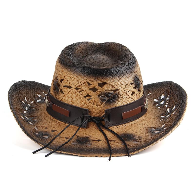 2025 New Western Cowboy Hat Summer UV Protection Outdoor Beach Adjustable Unisex Fashion Boho Straw Hat for Women Men Travel