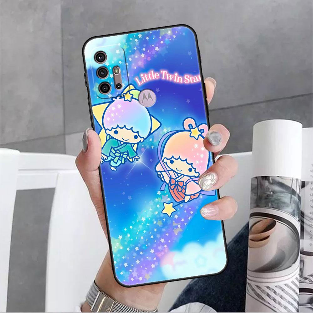 LittleTwinStars Roztomilé pouzdro pro Motorola G30 G60 Edge 20 G9 G22 G8 Power G31 G500 G50 30 Pro Černé Měkké Kryty na Telefon