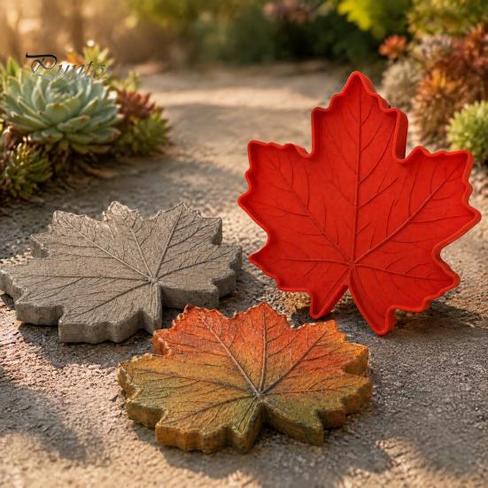 DIY-Kits für Anfänger Trittstein Silikonform für Garten Terrasse Weg Pfad Dekoration, Wiederverwendbare Dekorations-Gießform, Ahornblatt/Kürbis/Pfote/Gänseblümchen/Herz