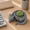 DYS 3D Printed Lying Dragon Flowerpot for Small Green Plants, Decorative Succulents Pot Ornament, Dark Style Figurine Home Office Desktop