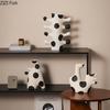 Black and White Polka Dots Ceramic Vase Creative Plant Pot Desk Decoration Flower Arrangement Flowers Vases Room Aesthetic Decor