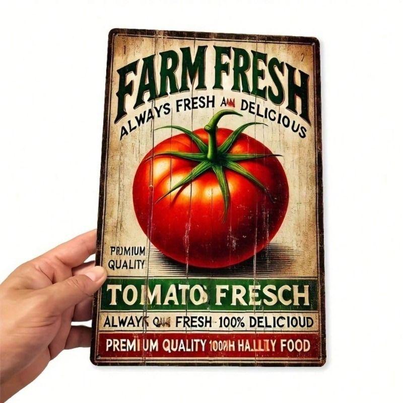 Metal Wall Art Tomato Kitchen Poster Vintage Farmhouse Decor